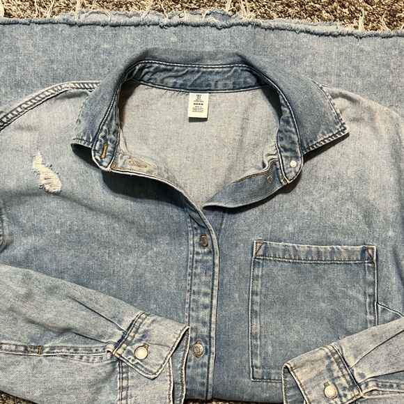 H&M Light Blue Denim Longline Jacket - Picture 11 of 12